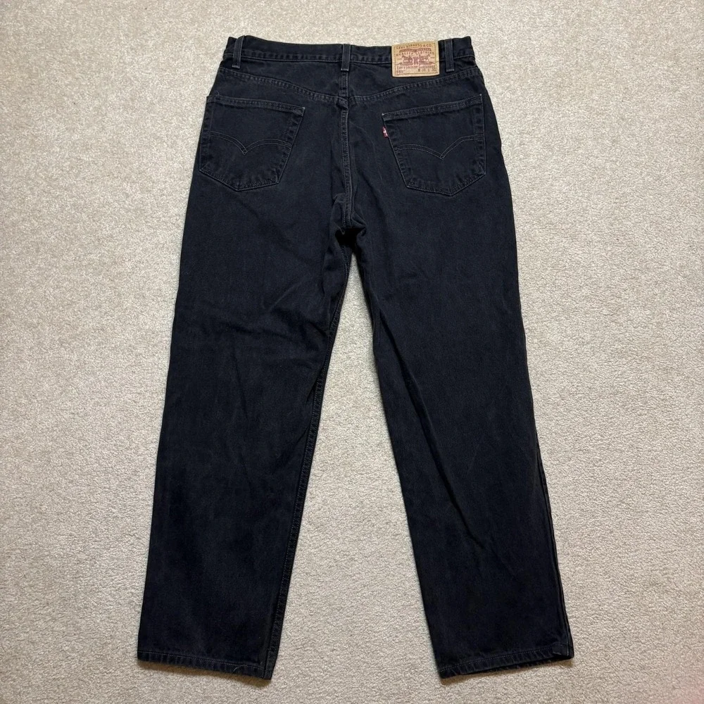Vtg 90s Levis 550 Jeans Mens 34x30 Black Relaxed Fit Tapered Leg Denim Pants